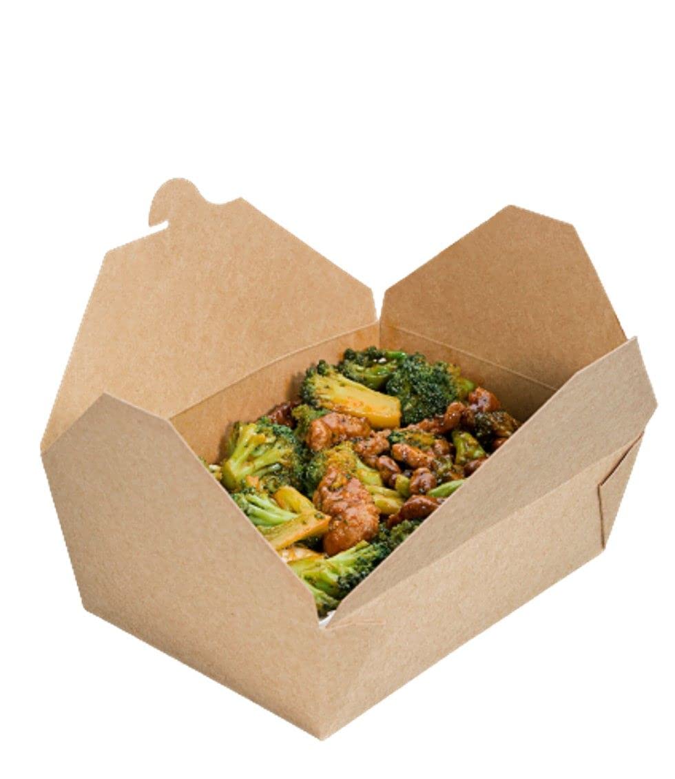 Generico Contenitore per Alimenti da Asporto, 2000ml Scatola di Cartone Kraft Compostabile per Alimenti, Resistenti alle Perdite e al Grasso, per Ristorante Catering e Feste, 75 Pezzi