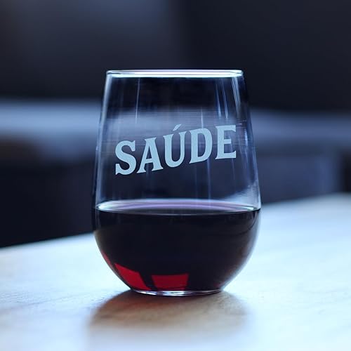 Miniatura 10 de Saude - Portuguese Cheers - Stemless Wine Glass - Cute Portugal Themed Gifts or Party Decor for Women - Large