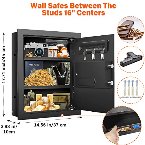 Image of 17.7 inch Tall Wall Safe Between Studs 16 inch Centers | Hidden Wall Safe for Home