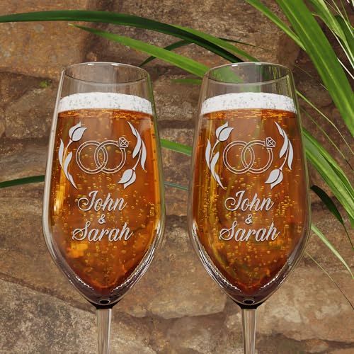 Personalized Champagne Flutes - Set of 2 - Custom Wedding Glasses - Bride & Groom Wedding Gifts for Mr & Mrs - Engagement, Bridal Shower, Anniversary, Gift for Couple - Valentines Day Gift - 6 Designs - Image 6