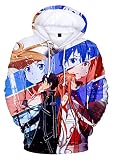 Manica Lunga Silver Basic Anime Sword Manga Felpa con Cappuccio Kirigaya Kazuto Cosplay 3D Printing Unisex Abbigliamento,Amanti E-2,L