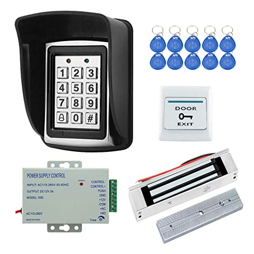 YAVIS Kit Système de Contrôle d'accès RFID Programmable Clavier de Contrôleur en Métal, Housse étanche, 180kg Serrure Magnétique Electriqueavec DC 12V 3A...