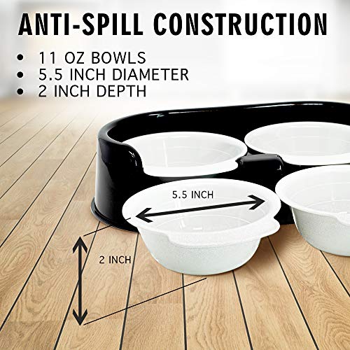 Rapid Brands Cali Pets Clean Feeder with Replacement Bowls | No-Mess Food Bowl for Cat & Small Dog | Dishwasher-Safe & BPA-Free