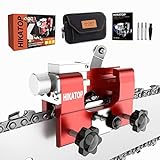 HIKATOP Chainsaw Sharpener Kit, Chainsaw Chain Sharpening Jig Portable Hand Crank Chainsaw Sharpener Tool, Chain Sharpener Suitable for All Chain, RED