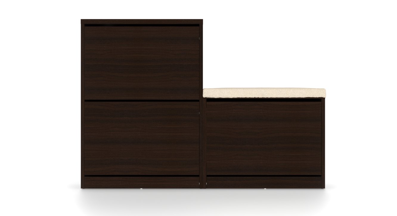 Urban Ladder Pointe Shoe Cabinet (Finish : Dark Walnut; Configuration : with Seating; Capacity : 21 Pair)