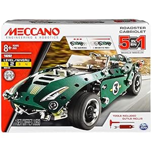 MECCANO – 5 Modelos CABRIOLET RETROFRICCIÓN – Juego Construccion con 174 Piezas, 1 Motor de Retro Fricción Y 2 Herramientas – Kit de construccion para niños – 6040176 – Juguetes Niños 8 años +