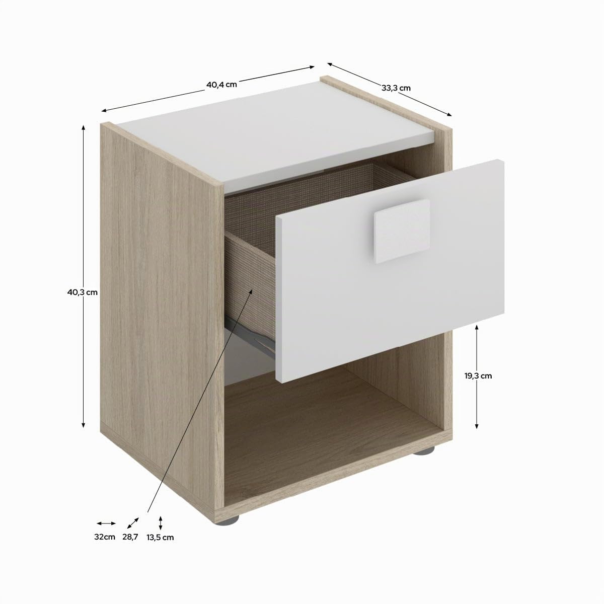 DEKIT - Pack Ahorro Juvenil Cama Dina con cajones, Armario, mesita y cómoda con 1 Colchón viscoelástico Nova 90x190cm y 1 Somier de Lama Ancha