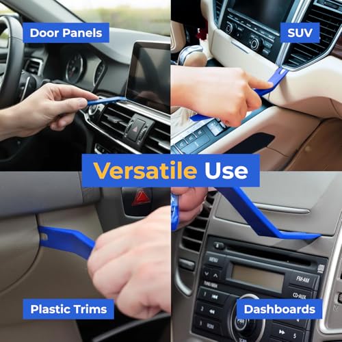 Image of Auto Trim Removal Tool Set - 12pcs (No Scratch Plastic Pry Kit) - Auto Trim Car Tools, Easy Door Panel Removal Tool for Fastener, Clip, Molding, Dashboards, Interior Tools (Pack of 2)