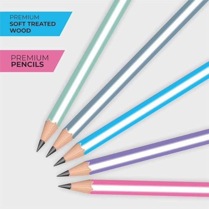 Image of Hauser Super Dark Pencils Set - 10 Pcs Multicolor Pencils with 1 Erasers & 1 Sharpeners | Extra Dark Lead for Smooth Writing | Ideal for Kids School Use & Drawing