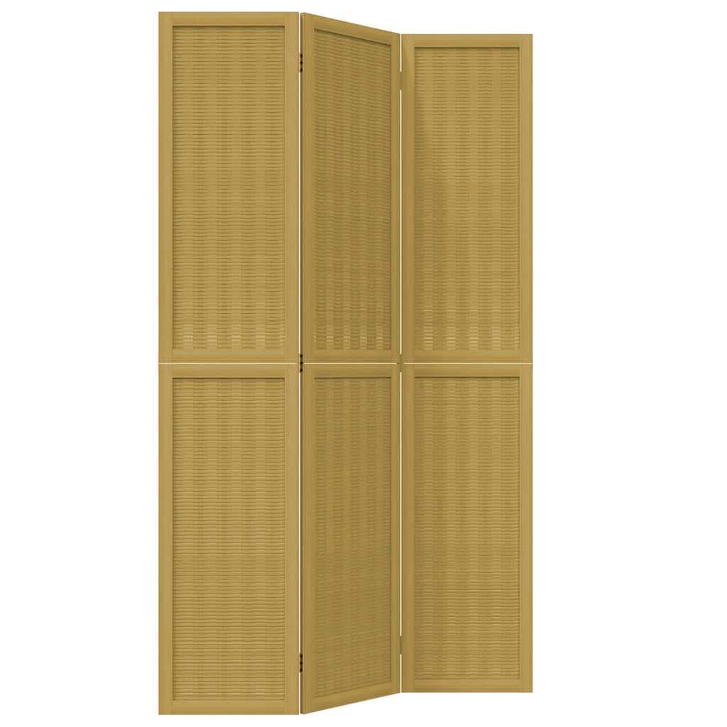 Vidaxl Room Divider 3 Panels Brown Solid Wood Paulownia