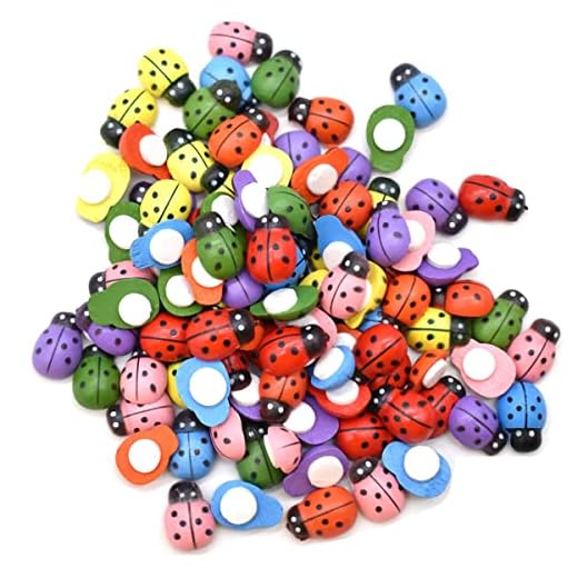 Zliger 200Pcs Abejas Madera,Lot Pequeña Mariquita Esponja Autoadhesivas Pegatinas Forma De La Craft Mini para DIY Scrapbooking Nevera/Pared Pegatina Niños Scrapbooking Bebé Juguetes