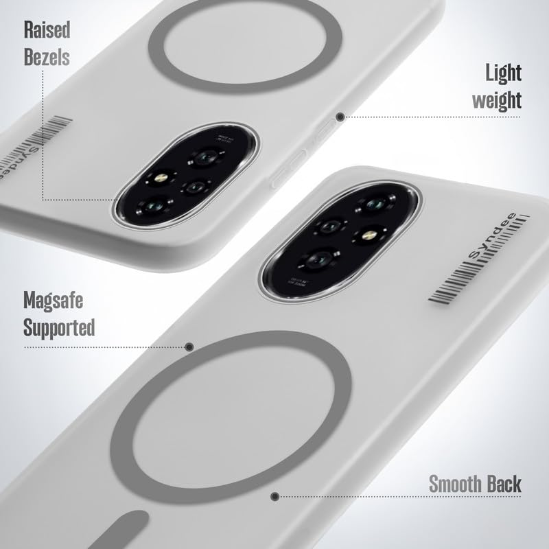Image of Mr. Case Back Cover for Honor 200 5G Elegant Frosted White Translucent Back | Only Compatible with Wireless Magnetic Accessories | Anti-Scratch Shockproof Phone Case - Grey