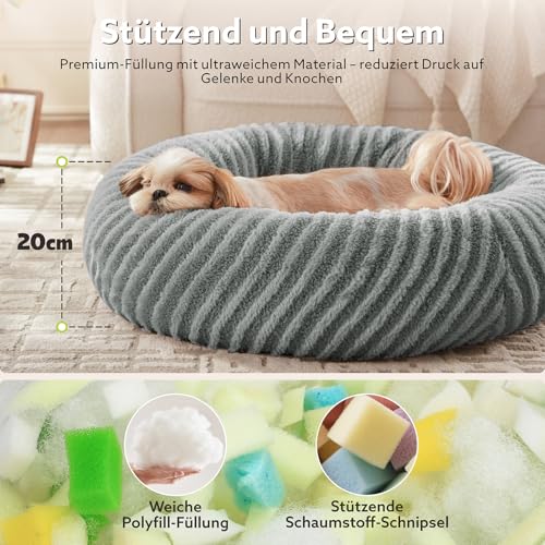 Pawk Hundebett Mittelgroße Hunde, Große Katzenbett Flauschig, Hundekorb Waschbar Abnehmbar, Rund Hundebett rutschfest Füllung Granulat und Memory-Schaum, 76x76x20cm