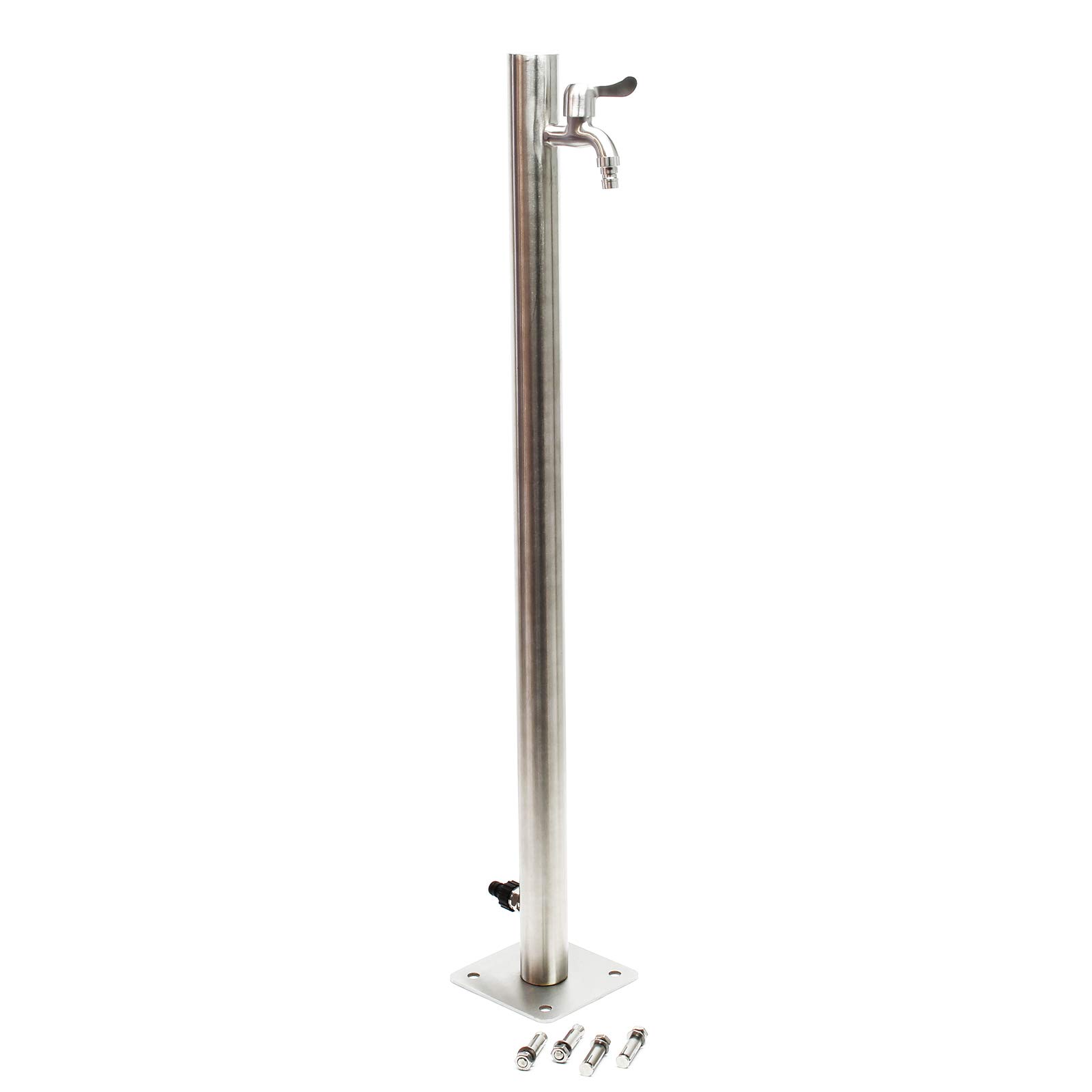 Naturewater Columna de agua 95,5cm redonda de jardín acero inoxidable grifo resistente a las heladas