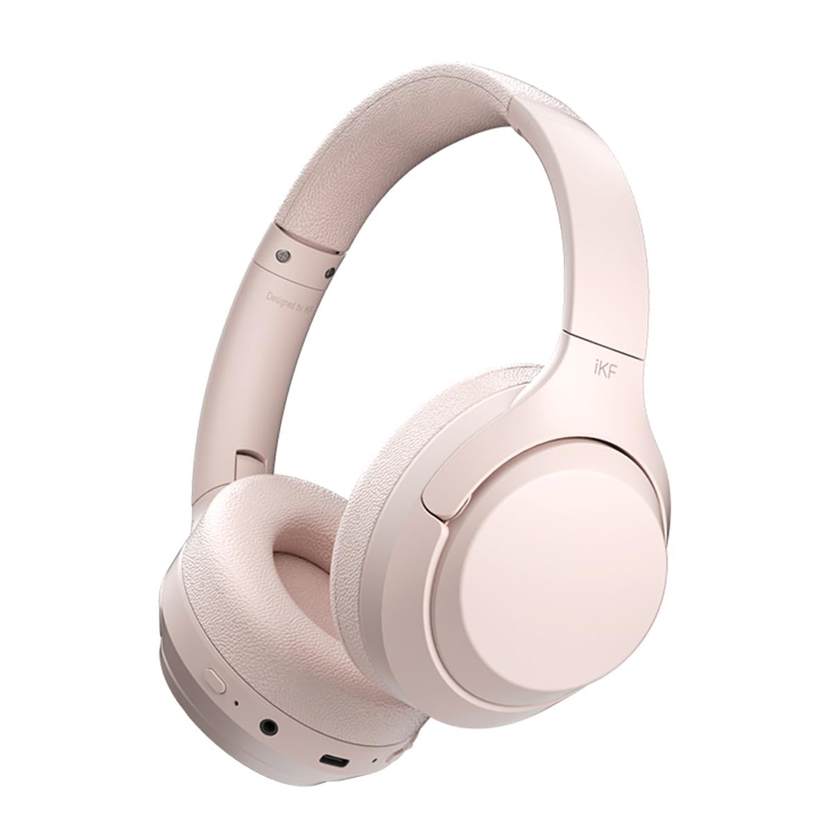 iKF T1/T1 Pro/T1 Max Wireless Bluetooth Over-Ear Headphones, 100H Battery, HiFi Sound, ANC, Multi-Device Connection, App Control, Wired Mode, for Travel, Work, Gaming, Music T1 Pro Pink