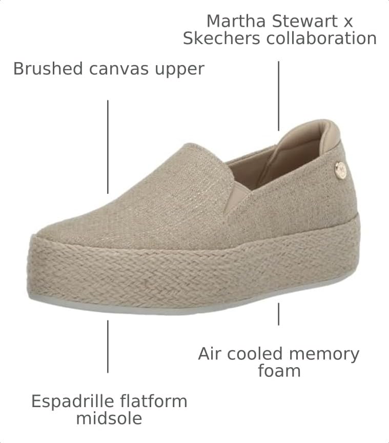 Image of Skechers Women's Bobs Sesame - by The Bay Sneakers | Casua slip-on, Air-Cooled Memory Foam, Skechers Martha Stewart collection, Espadrille Flatform, Crafted with vegan materials
