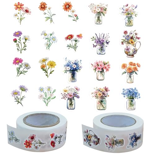 RAORAOYUE 1000PCS Wildflower Stickers for Crafts, Colorful Flower Stickers
