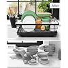 Kitsure Dish Drying Rack - Compact Dish Rack with Utensil Holder & Adjustable Water Outlet, Rust-Proof & Scratch-Resistant Drying Rack for Kitchen, 14.5 x 12.0 x 4.0, Black