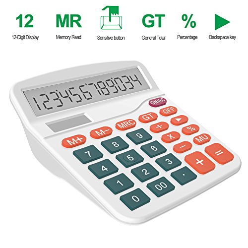 Helect Calculator, Standard Function Desktop Calculator, White