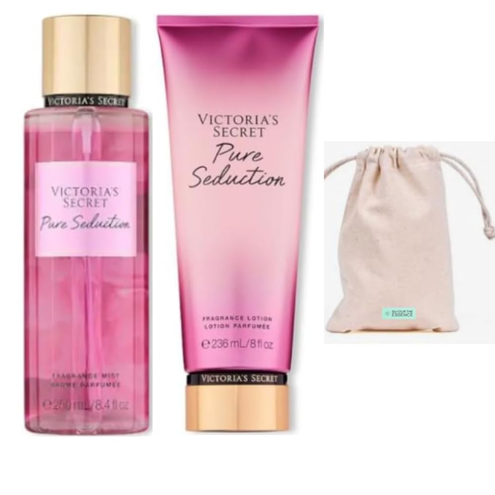 Pure Seduction Body Mist and Pure Seduction Body Lotion 2 Pack | VS Gift Set | Savour the Essence Fabric bag