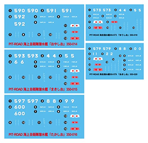 Sous-marin JMSDF Pit Road DP12 maquette plastique 1/350 lot de 5