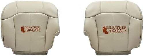 Fundas de asiento de cuero para conductor y pasajero fabricadas en los Estados Unidos (compatibles con Cadillac Escalade 2002), esquisto