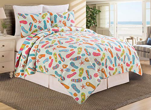 Juego de edredón azul de colcha reversible para cama queen de 3 piezas 3