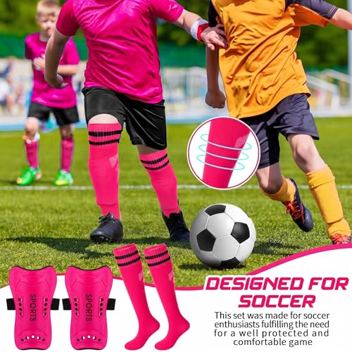 Syhood Canilleras de Fútbol con Medias para Niños Talla S Color Rosa miniatura 6