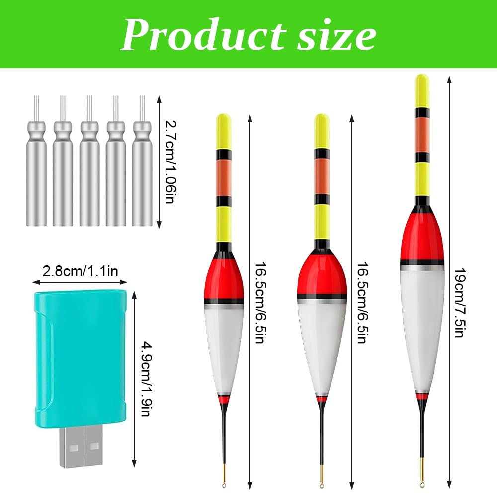 Juego de 3 poses de pesca LED, 6 g/8 g/9 g, con sensor de gravedad y base de metal