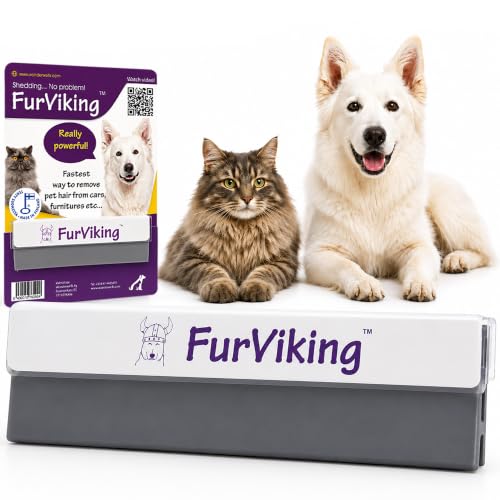 FurViking Pet Hair Remover 3.7 Dog & Cat Hair Remover for Car Couch Carpet Bed & Furniture Reusable Dual-Blade Fur Scraper for Fabrics Upholstery & Auto Interior