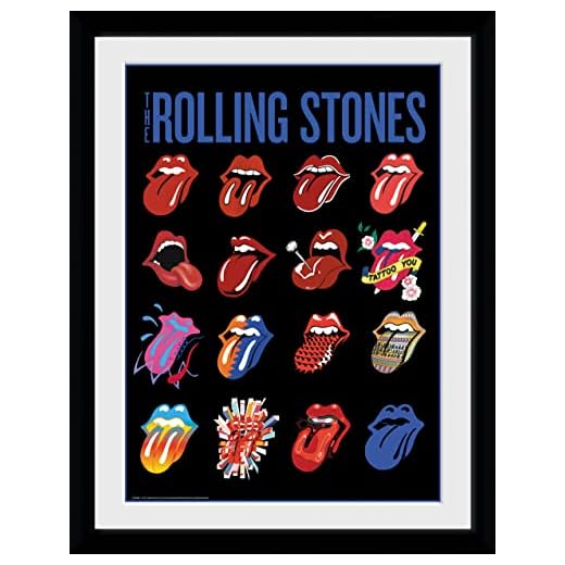 GB Eye Limited - "The Rolling Stones, Lenguas. Fotografía enmarcada, Multicolor, 30 x 40 cm