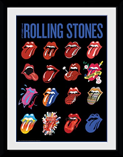 Poster Rolling Stones + 2 Tringles Noires - Affiche 61x91,5 Cm - Fixation Murale Facile Et Design Plat