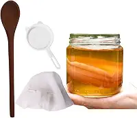 Scoby Kombucha Original Fermentação Caseira + Colher de Pau + Tampa Voal + Peneira