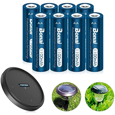 Bonai 8-Pack 1100mAh Solar Light Batteries Cover