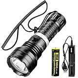 WholeFire Tauchlampe LED Extrem Hell 10000 Lumens, IPX8 Wasserdicht 50M Unterwasser Taschenlampe, XHP70 Wiederaufladbar Taucherlampe mit Akku und Ladegerät für Unterwasser Tiefseehöhle bei Nacht