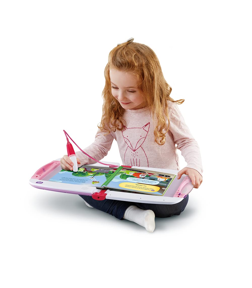 VTech - MagiBook v2 Starter Pack Rose, Plateforme de Lecture Interactive avec Livre Éducatif Niveau 1 l'École des Super-Héros Tut Tut Cory Bolides, Cadeau Enfant de 2 Ans à 8 Ans - Contenu en Français