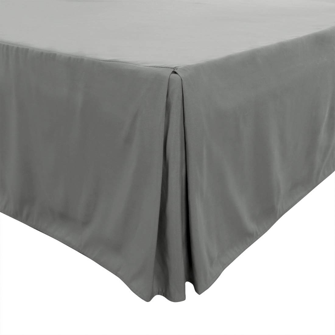 PiccoCasa Pleated Bed Skirt Classic Polyester Dust Ruffled with 14 Inch Drop Dark Gray Twin