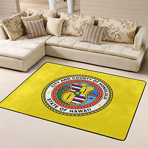 Honolulu Hawaii Area Rug 63x48in Non-Slip Indoor Carpet