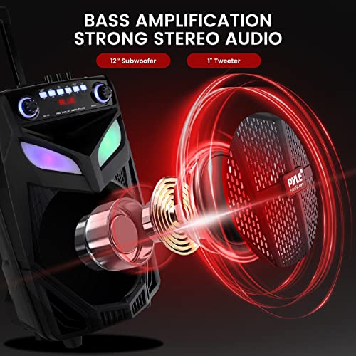 Pyle PPHP121WMB Portable Bluetooth Pa Speaker System-800W 12 Inch Indoor/Outdoor Bluetooth Speaker Portable Pa System-Party Lights thumb #1