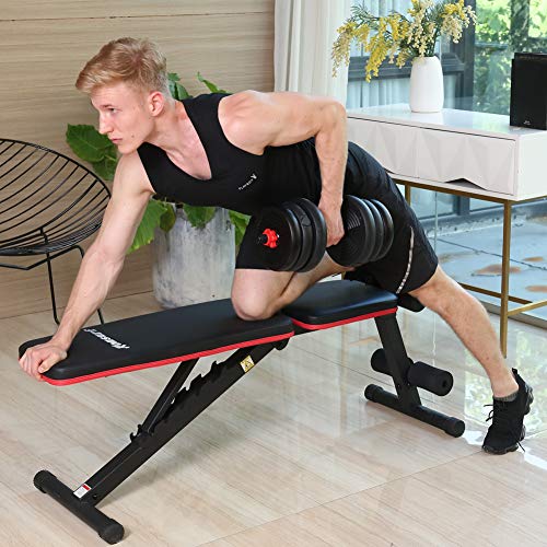 Komsurf Adjustable Weight Bench Press, Foldable Workout Bench for Home Gym, Full Body Workout Strength Training, Exercise Equipment Body Gym System