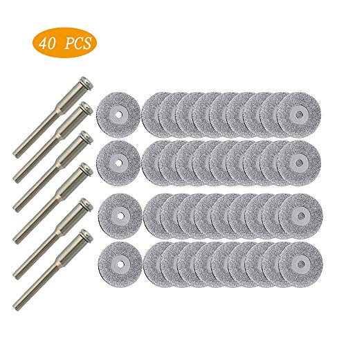 Dicrey Diamond Cutting Wheel 22mm 40 PCS Diamond Coated Cutting Blade Discs Drill Bit for Rotary Tools Dremel Stone