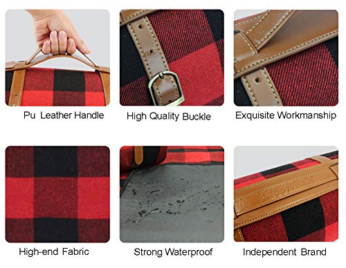 87 X 67 Inch Oversized Picnic Blanket, Waterproof Beach Mat, Extra Large Outdoor Rug for Camping Red Checkered - Thumbnail 5