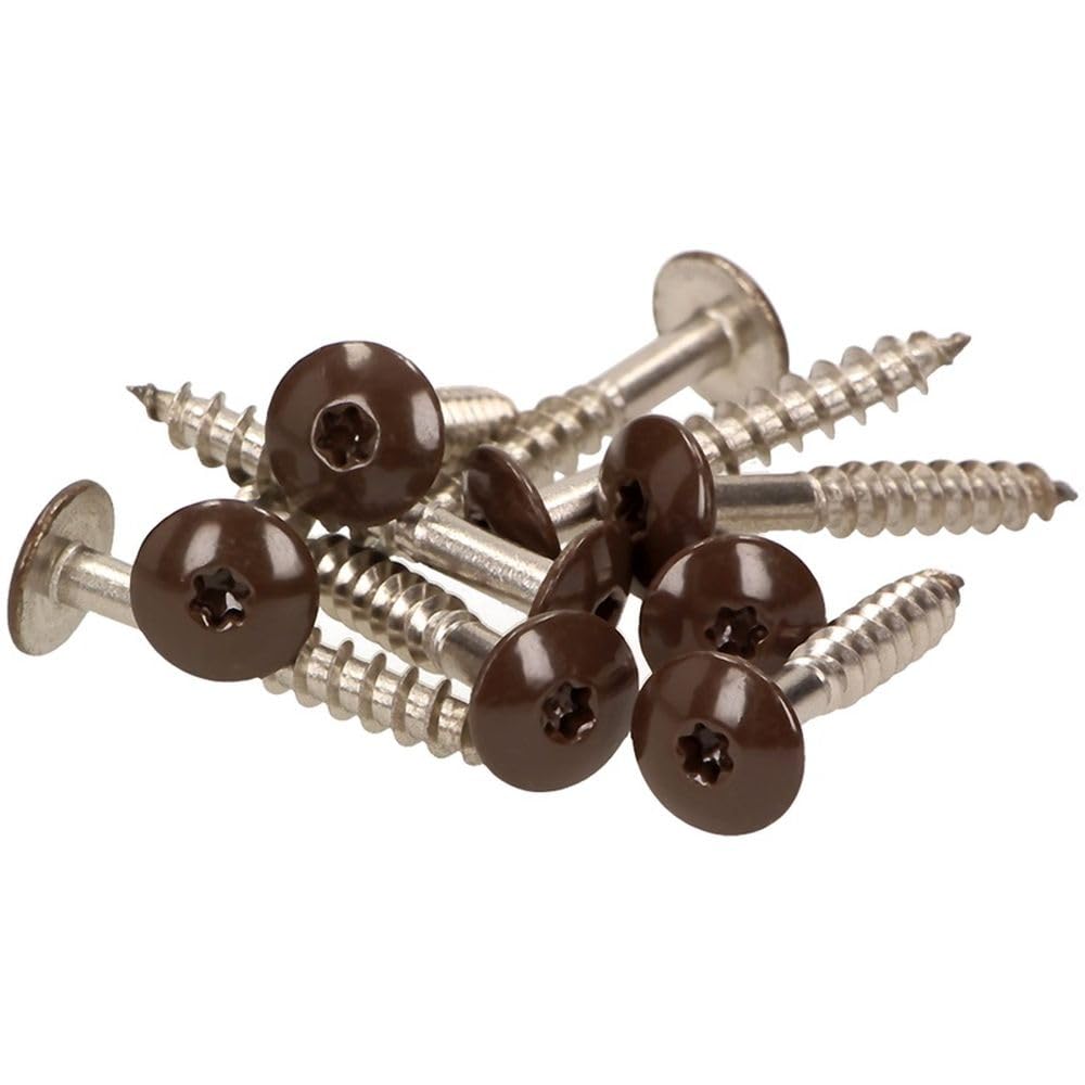 Lot de 100 vis de façade en acier inoxydable V4A 5,5 x 45 mm, tête plate Torx T20 + 1 embout, marron foncé