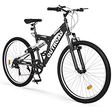 Max4out 26 inch Mountain Bike Dual Full Suspension, Outdoor Hybrid Bikes,7-Speed/High-Carbon Steel, for Men Women Adult, MTB Bicycle with Suspension Fork,Sleek Colors