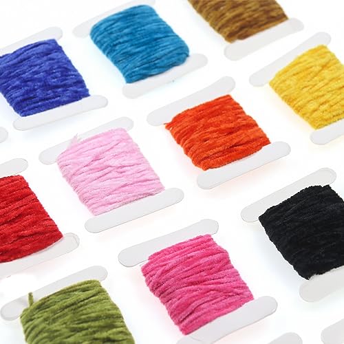 Cuoyuqie 12pcs Fly Tying Micro Chenille Yarn Random Color Set Fly Tying Materials - Thumbnail 7