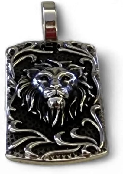 Büyük Aslan Başı Çelik Kolye Ucu
