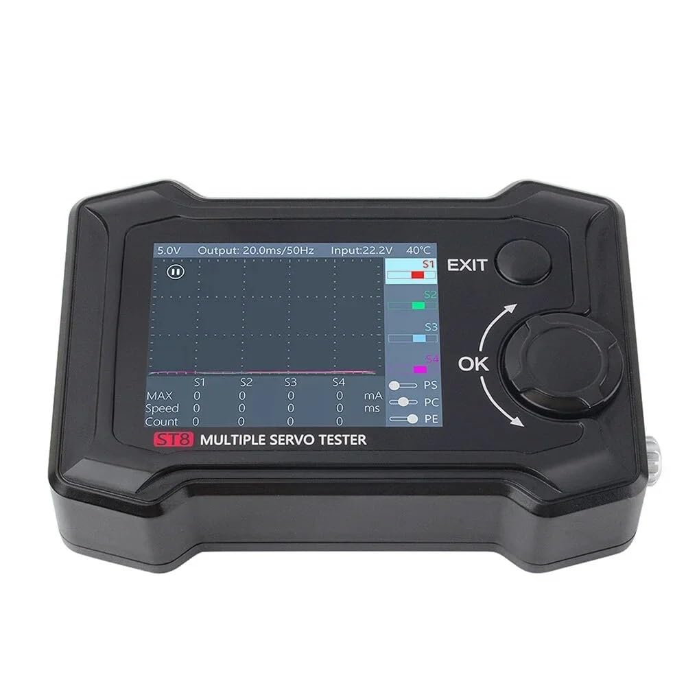 ToolkitRC ST8 Servo Tester screen showing a graphical representation of servo signal output.