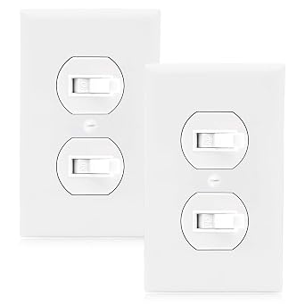 Maxxima AC Toggle On/Off Duplex Combination Switch, 15 Amp, White, 2 Pack
