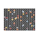 ESOUY Tappeto Soggiorno Camera da letto Tappeto Stile semplice Sfondo nero Motivo con cuciture triangolari colorate Tappeto adatto per camera, camera da letto, corridoio, divano 160x200M (5ft3 x6f