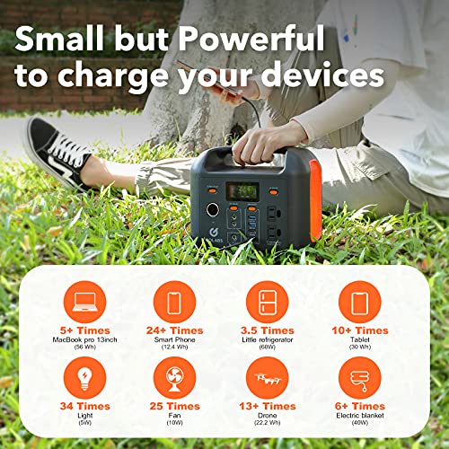GOLABS Portable Power Station, 299Wh LiFePO4 Battery Backup, PD 60W Type-C Quick Charge, 300W Pure Sine Wave AC Outlet Solar Generator Power Supply for Outdoor Camping Fishing Travel Emergency CPAP (Orange)